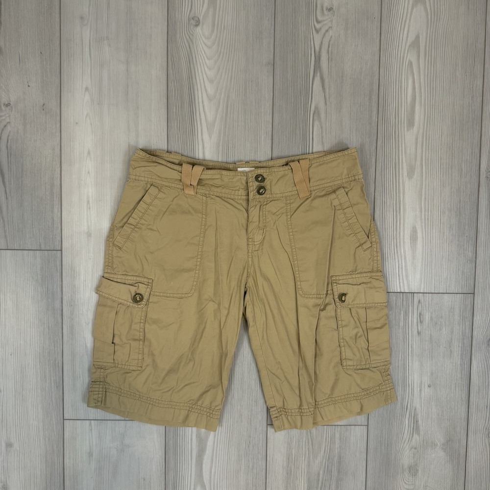 VINTAGE Y2K Roxy Size 9 Mid Rise Brown Bermuda Shorts Cargo Pockets